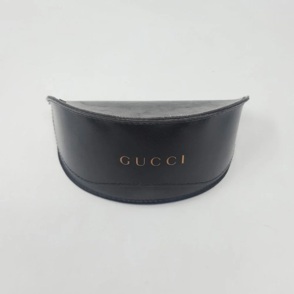 Authentic GUCCI Black Leather Sunglasses Case & Microfiber Cleaning Cloth Set
